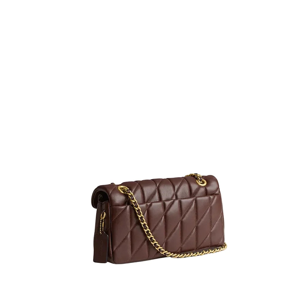 Tabby Schultertasche 26 mit Pillow-Steppung – Messing/Maple