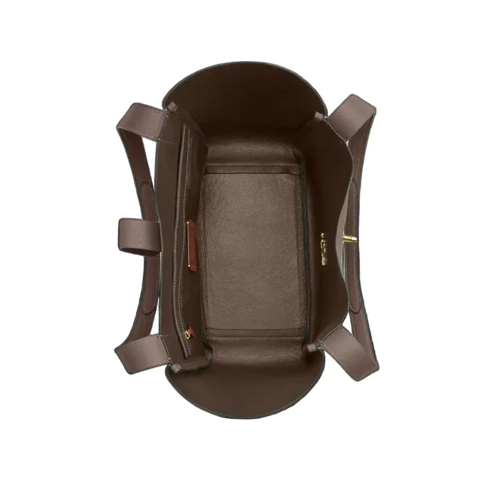 The Hadley Turnlock Tote Bag - Gold/Dark Stone