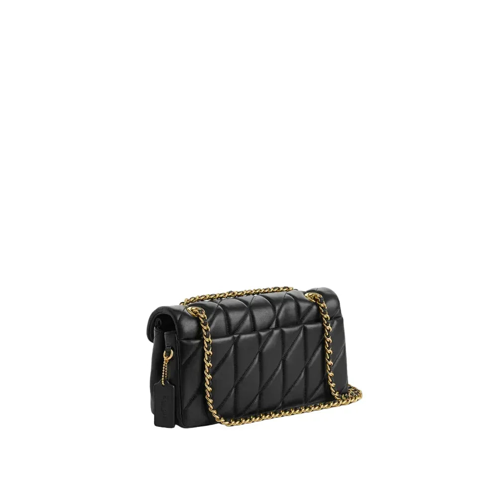 Tabby Schultertasche 26 mit Pillow Quilting – Messing/Schwarz