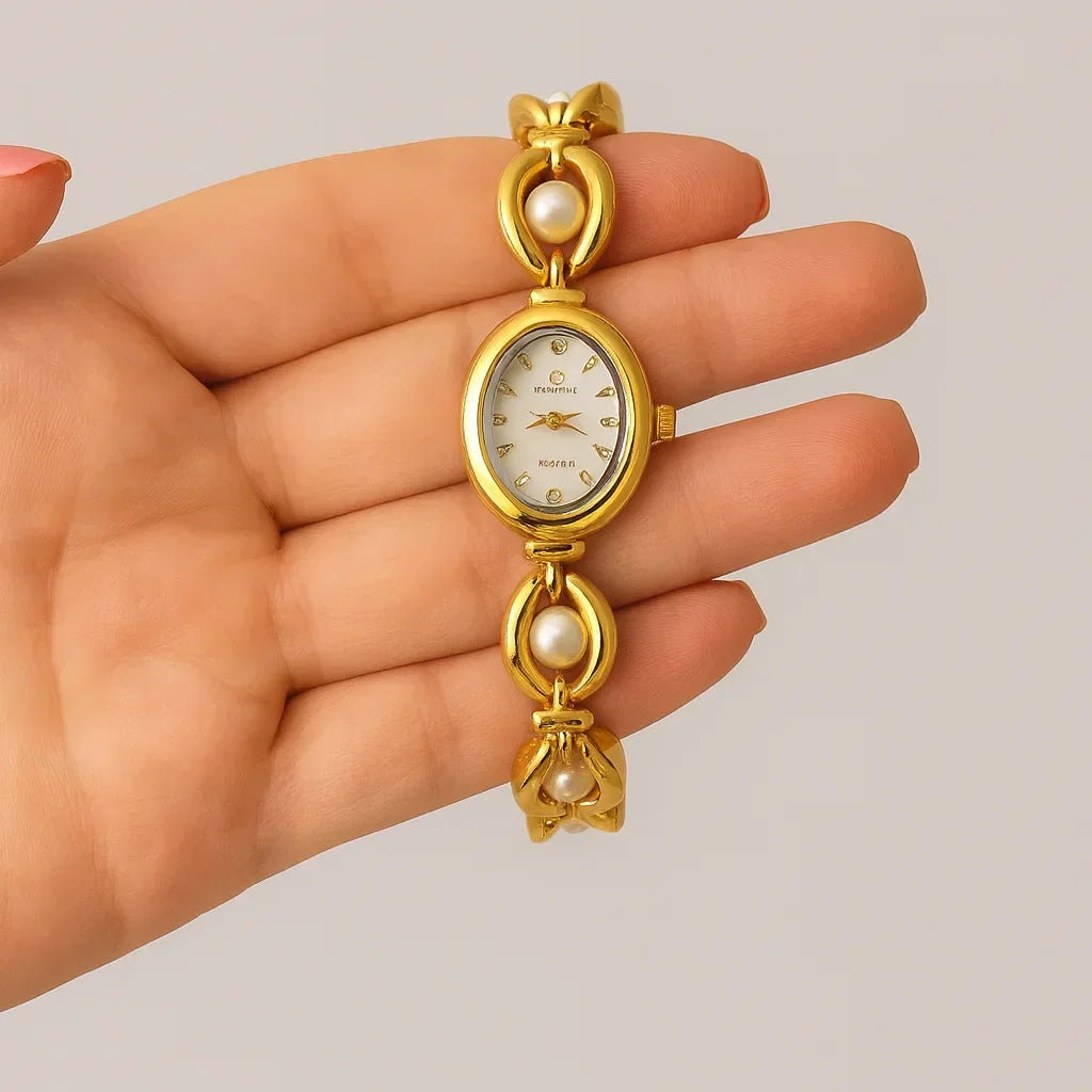 Goldene Perle Vintage-Uhr